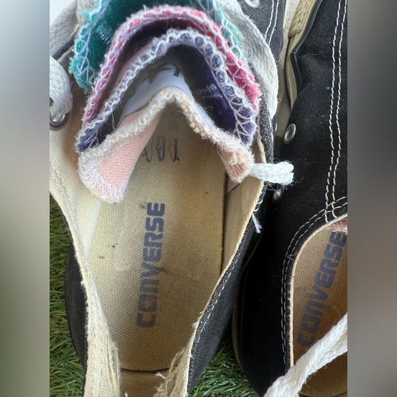 Converse Layered Tongue Patchwork Black Low Top Sneakers Women’s 7/Men’s 5 - Picture 3 of 7